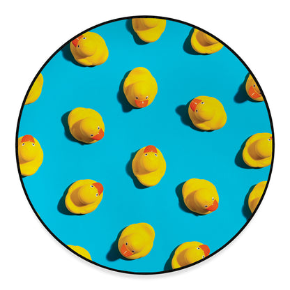 Yellow Rubber Ducks Print Round Floor Mat