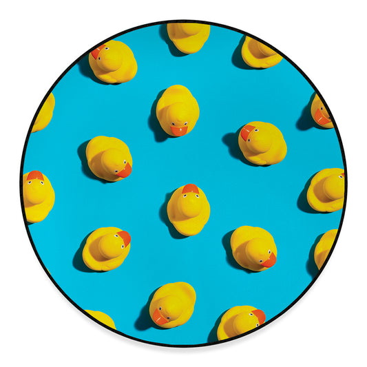 Yellow Rubber Ducks Print Round Floor Mat