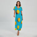 Yellow Rubber Ducks Print Short Sleeve Maxi Dress
