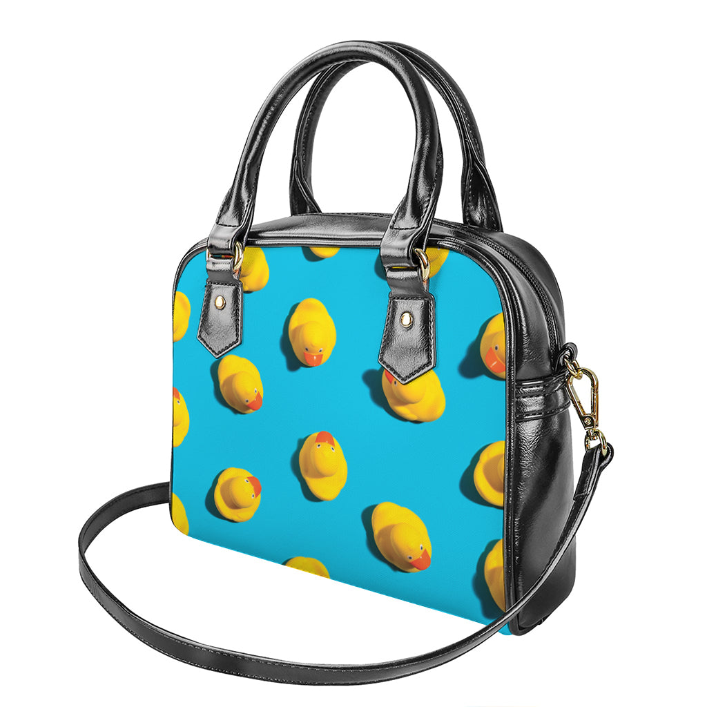 Yellow Rubber Ducks Print Shoulder Handbag