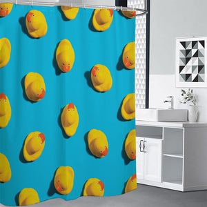 Yellow Rubber Ducks Print Shower Curtain