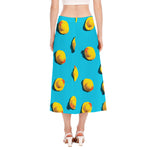 Yellow Rubber Ducks Print Side Slit Midi Skirt