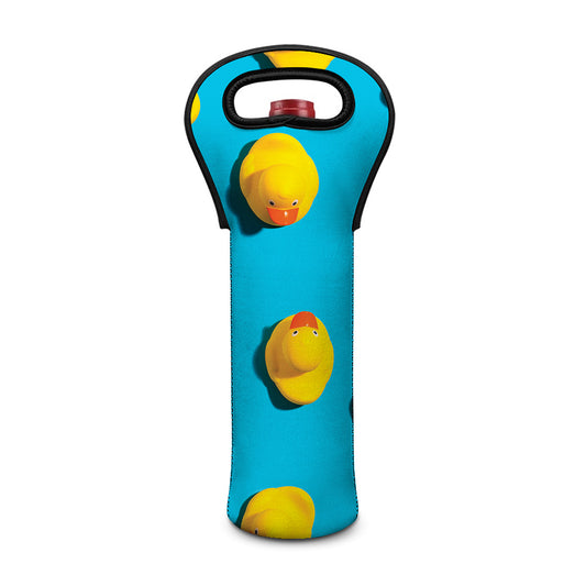Yellow Rubber Ducks Print Single Neoprene Wine Tote