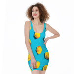 Yellow Rubber Ducks Print Sleeveless Bodycon Dress