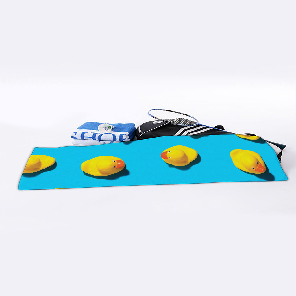 Yellow Rubber Ducks Print Sports Towel