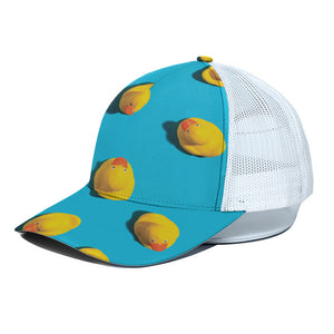 Yellow Rubber Ducks Print White Mesh Trucker Cap