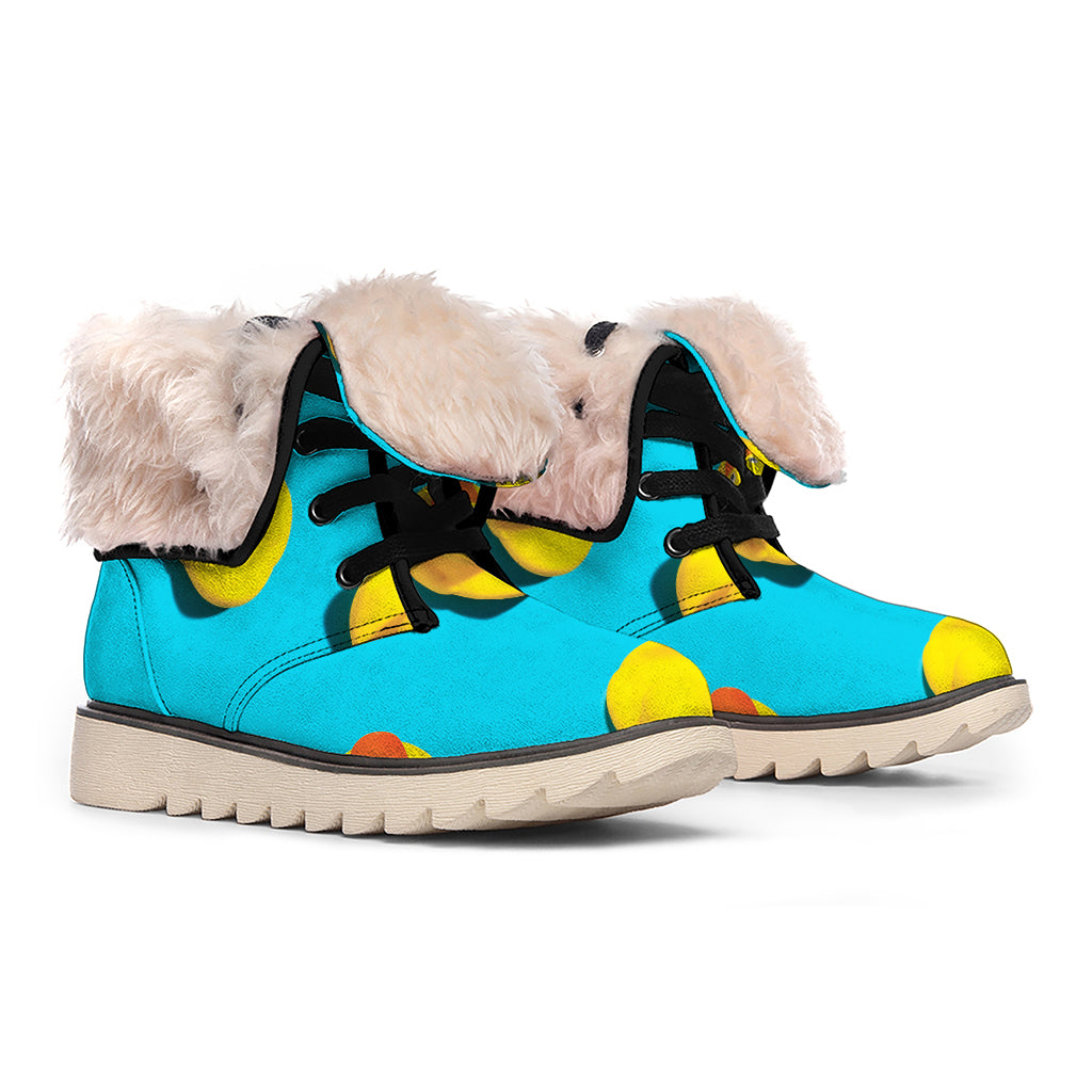 Yellow Rubber Ducks Print Winter Boots