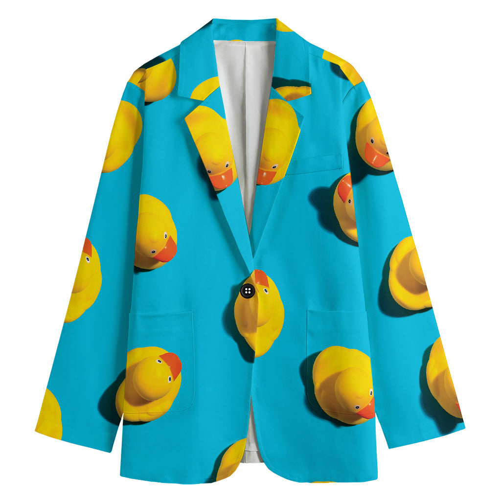 Yellow Rubber Ducks Print Women's Blazer