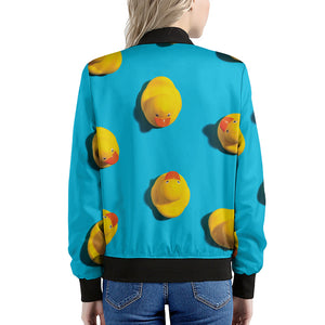 Yellow Rubber Ducks Print Women's Bomber Jacket