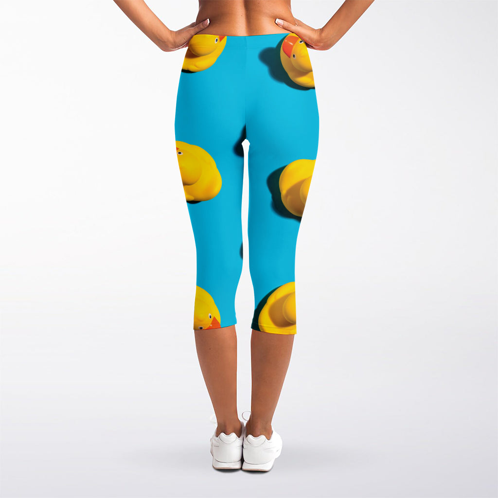 Yellow Rubber Ducks Print Women's Capri Leggings