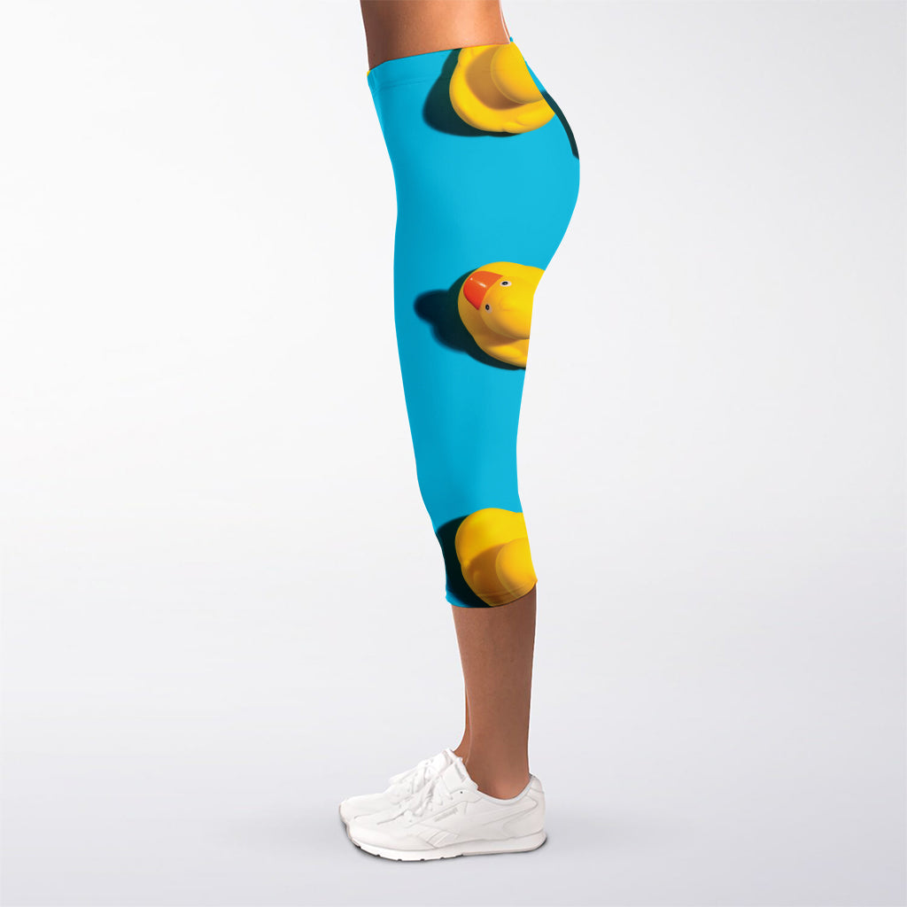 Yellow Rubber Ducks Print Women's Capri Leggings