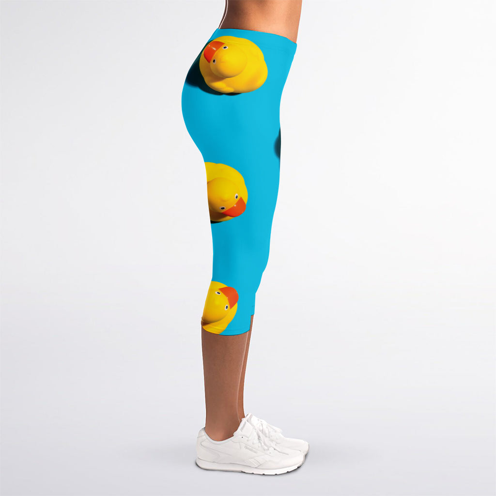 Yellow Rubber Ducks Print Women's Capri Leggings