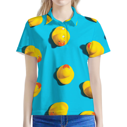 Yellow Rubber Ducks Print Women's Polo Shirt