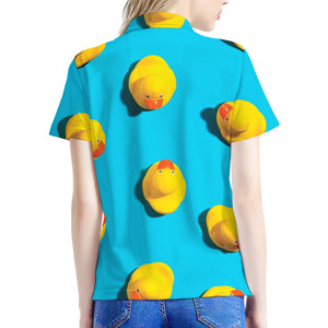 Yellow Rubber Ducks Print Women's Polo Shirt