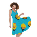 Yellow Rubber Ducks Print Women's Sleeveless Dress