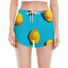 Yellow Rubber Ducks Print Women's Split Running Shorts