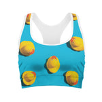 Yellow Rubber Ducks Print Women's Sports Bra