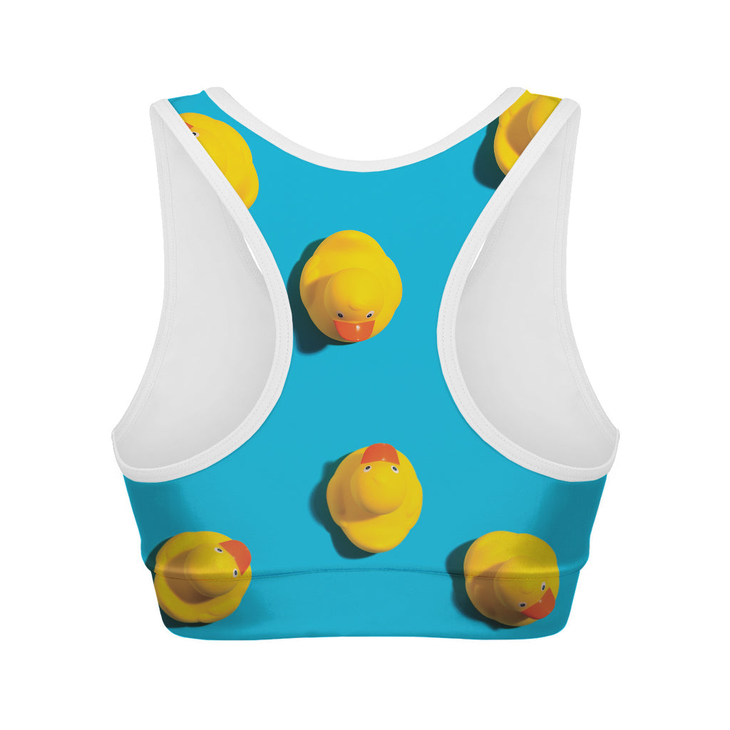 Yellow Rubber Ducks Print Women's Sports Bra