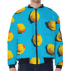 Yellow Rubber Ducks Print Zip Sleeve Bomber Jacket