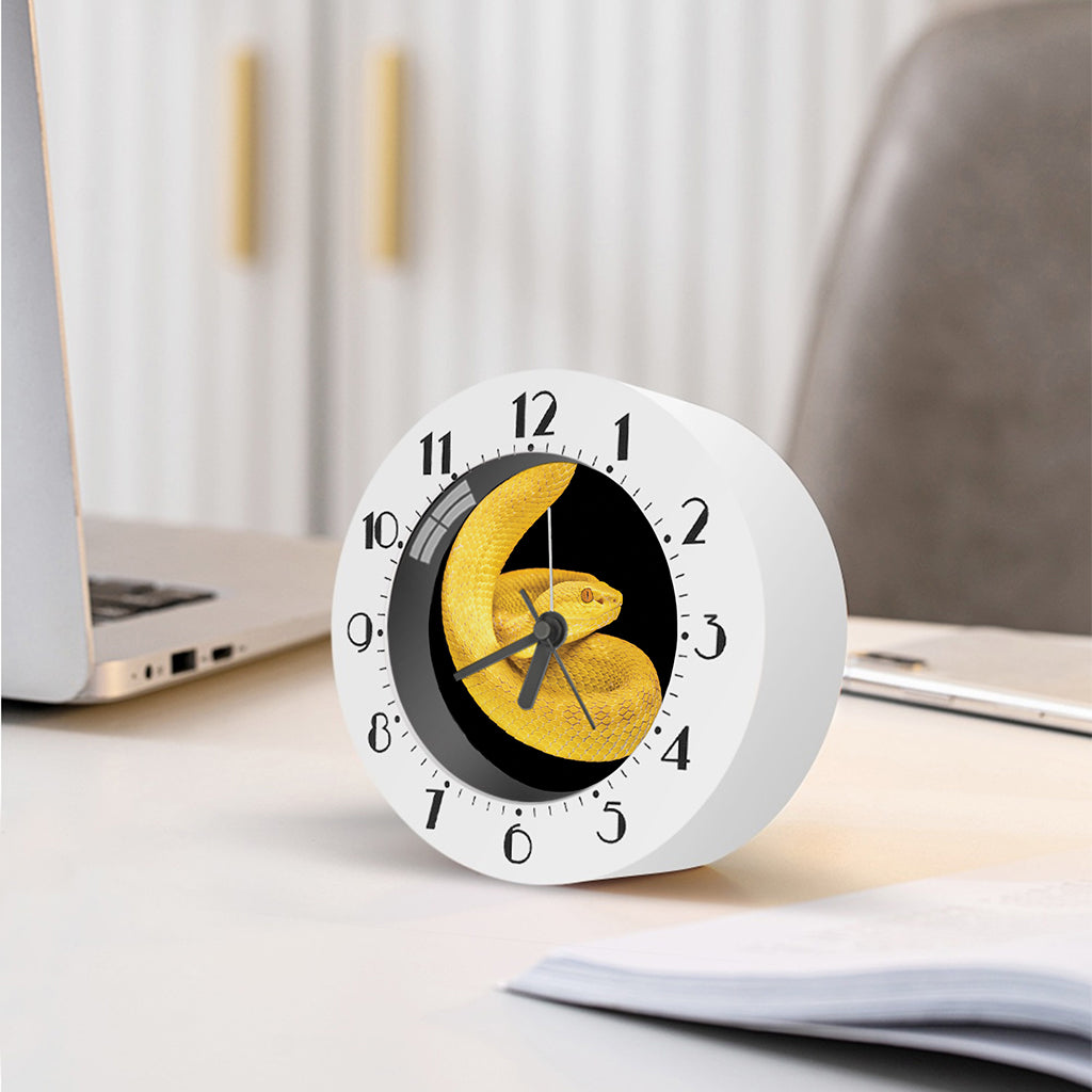 Yellow Snake Print Alarm Clock