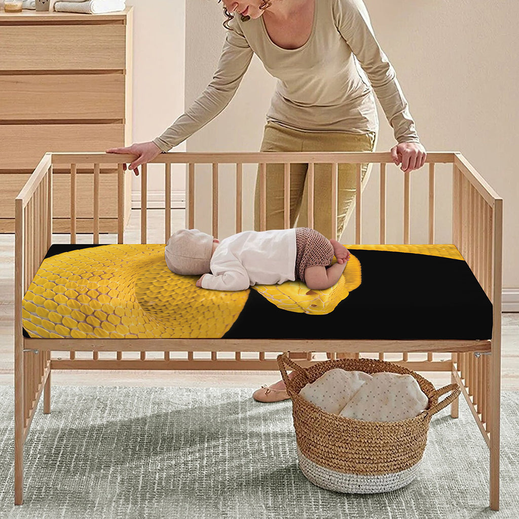 Yellow Snake Print Baby Crib Sheet
