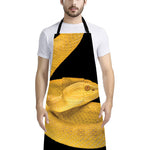 Yellow Snake Print Bib Apron With Pocket