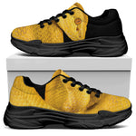 Yellow Snake Print Black Chunky Shoes