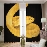 Yellow Snake Print Blackout Pencil Pleat Curtains