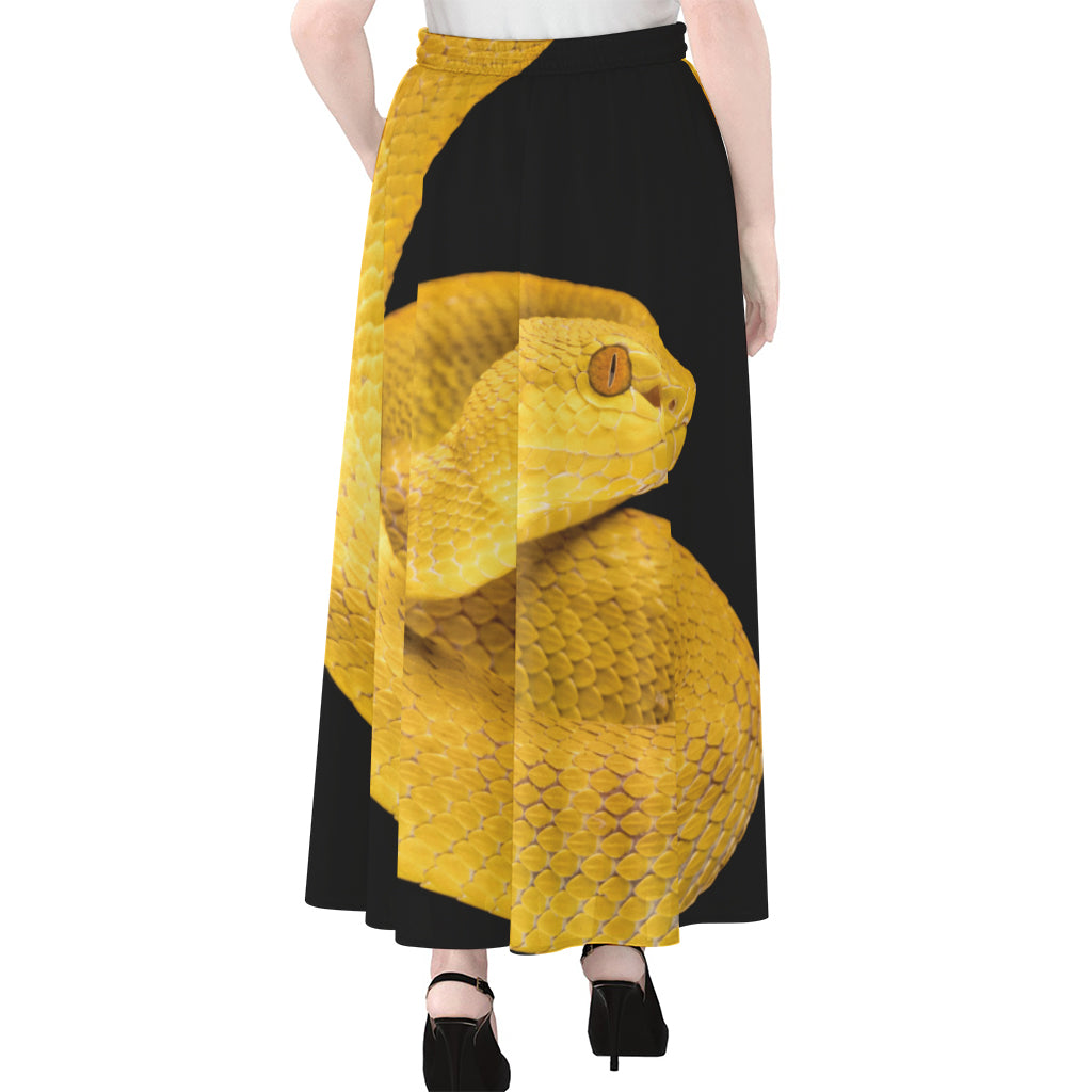 Yellow Snake Print Chiffon Maxi Skirt