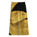 Yellow Snake Print Cotton Front Slit Maxi Skirt