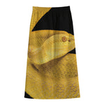 Yellow Snake Print Cotton Front Slit Maxi Skirt
