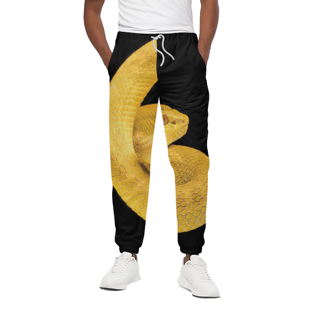 Yellow Snake Print Cotton Pants