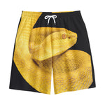 Yellow Snake Print Cotton Shorts