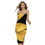 Yellow Snake Print Cross Back Cami Dress