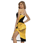 Yellow Snake Print Cross Back Cami Dress