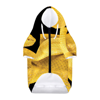 Yellow Snake Print Dog Zip Up Hoodie