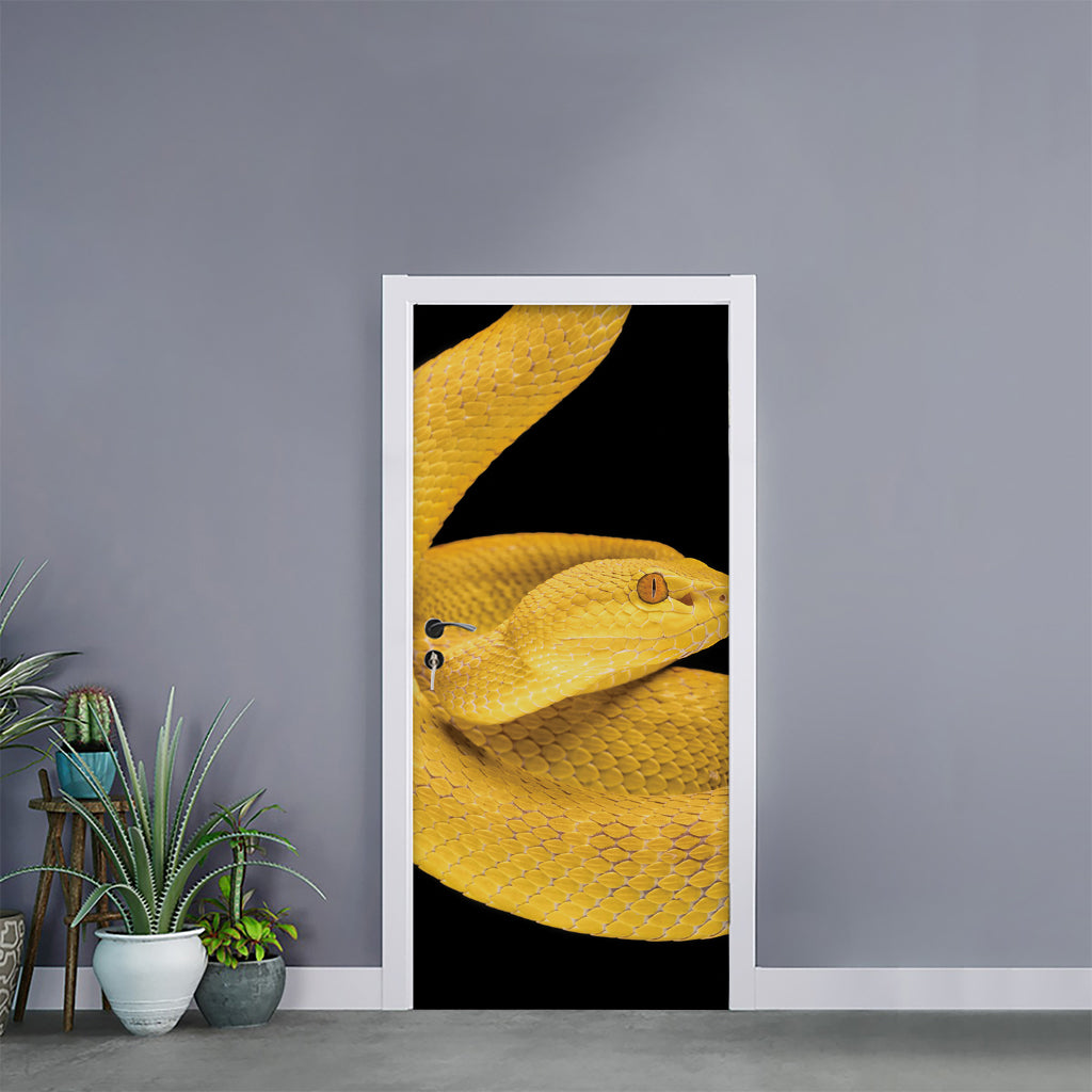 Yellow Snake Print Door Sticker