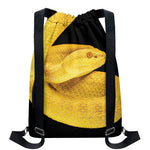 Yellow Snake Print Drawstring Backpack