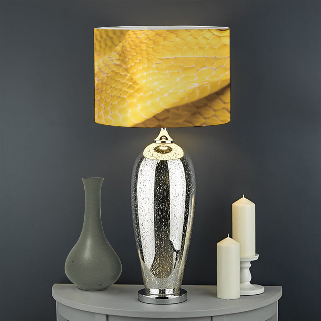 Yellow Snake Print Drum Lamp Shade