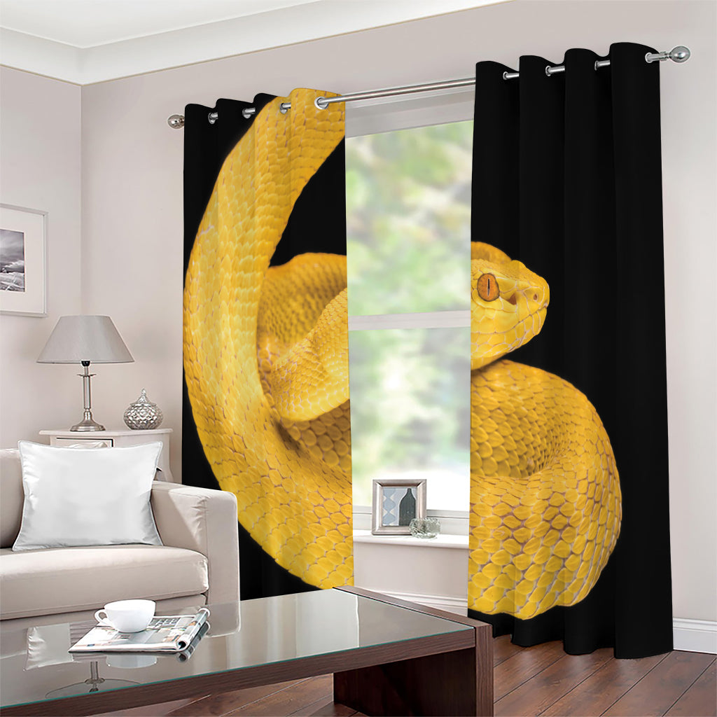 Yellow Snake Print Extra Wide Grommet Curtains