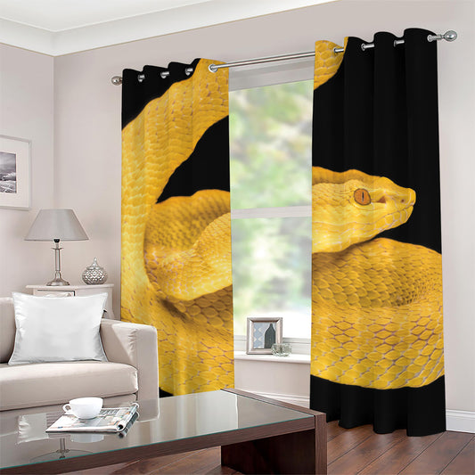 Yellow Snake Print Grommet Curtains