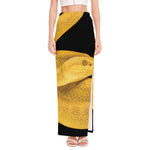 Yellow Snake Print High Slit Maxi Skirt