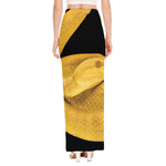 Yellow Snake Print High Slit Maxi Skirt