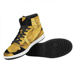 Yellow Snake Print High Top Leather Sneakers