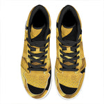 Yellow Snake Print High Top Leather Sneakers