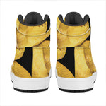 Yellow Snake Print High Top Leather Sneakers