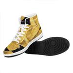 Yellow Snake Print High Top Leather Sneakers