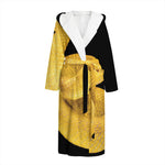 Yellow Snake Print Hooded Bathrobe