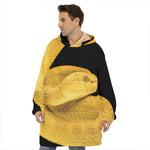 Yellow Snake Print Hoodie Blanket
