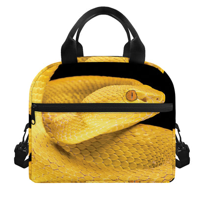 Yellow Snake Print Insulated Lunch Bag
